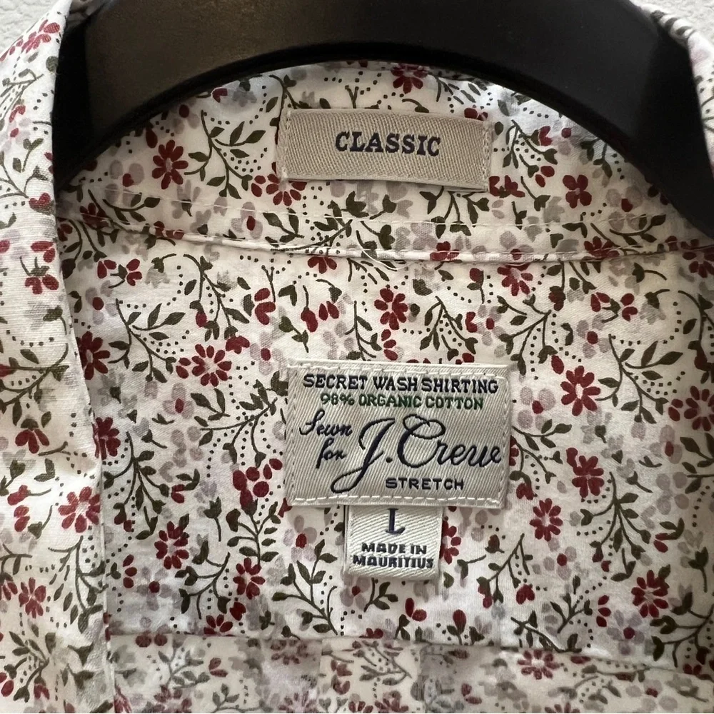 J. Crew Classic Secret Wash stretch cotton poplin shirt Large Floral Button Down
